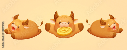Brown cattle animal character set