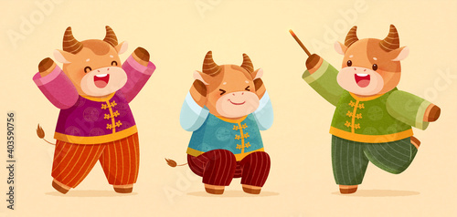 Brown cattle animal character set