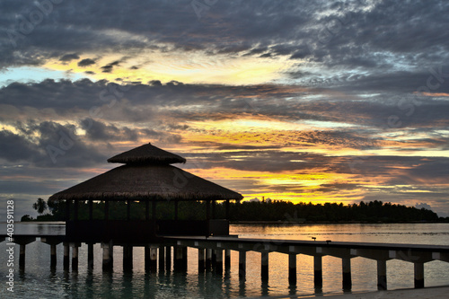 sunset over the sea  Maldives