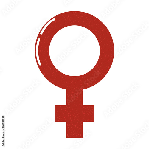 Women gender sign with red color. Mirror of venus icon. Vector illustration in flat cartoon style. Isolated on white background. Feminist clip art. Symbol of freedom and girl power.
