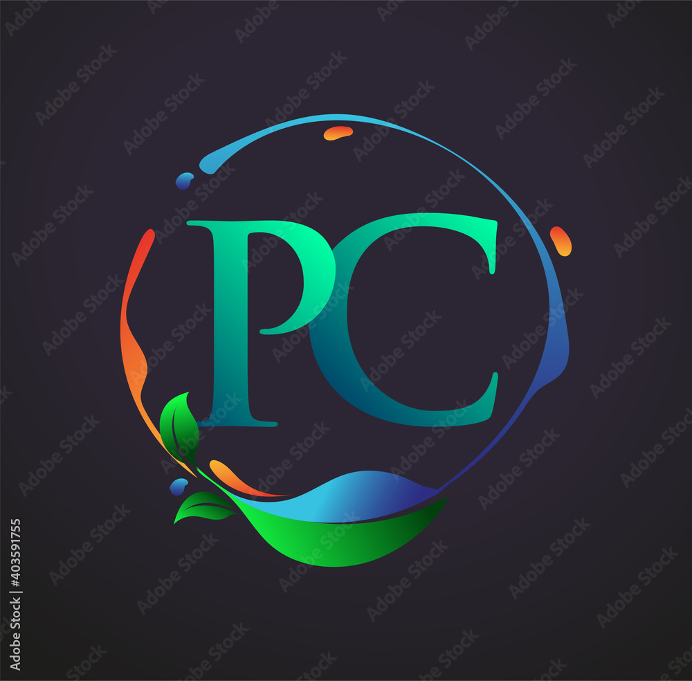 Initial Letter PC With nature elements Logo, colorful nature and ...
