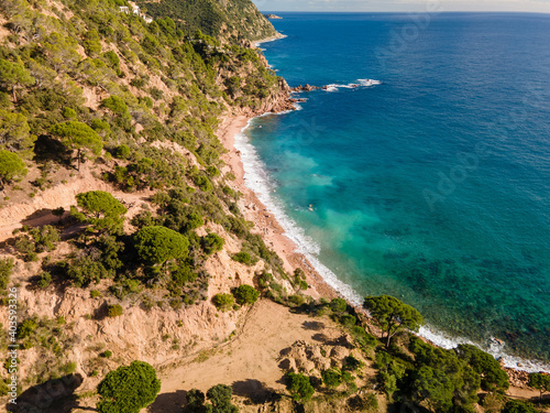 Aerial views of tossa de mar in spain catalunya mediterranean beaches drone salions giverola © Osvaldo Mussi