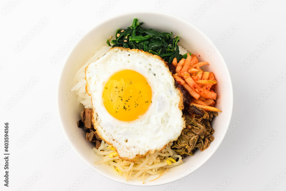 Seasoned rice with vegetables on white background Seasoned rice with vegetables on white background
