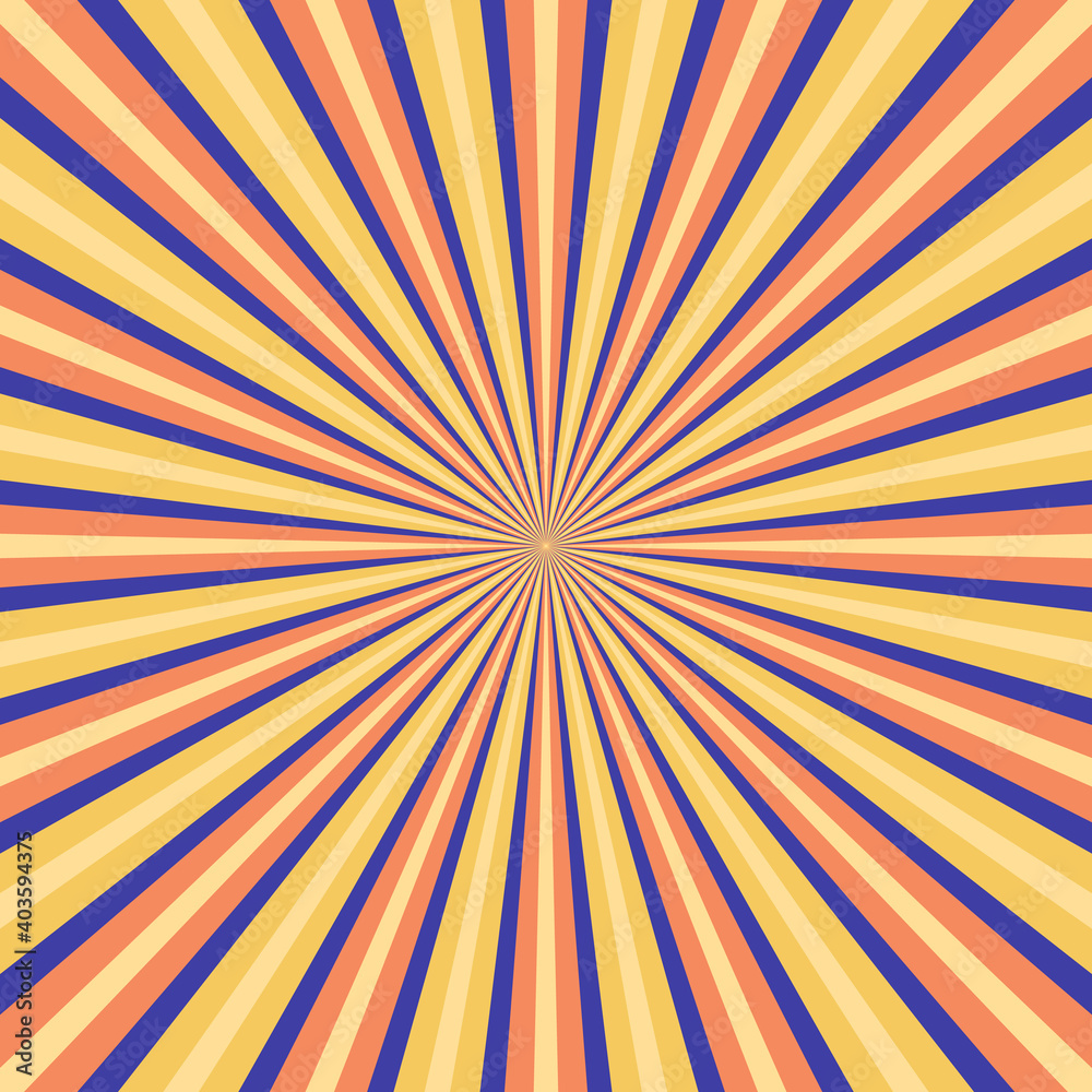 Fototapeta premium Rays vector yellow beams element. Sunburst shape. Radiating radial lines. Abstract circular shape.