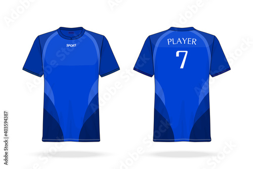 Specification Soccer Sport , Esport Gaming T Shirt round neck Jersey template. mock up uniform . Vector Illustration design