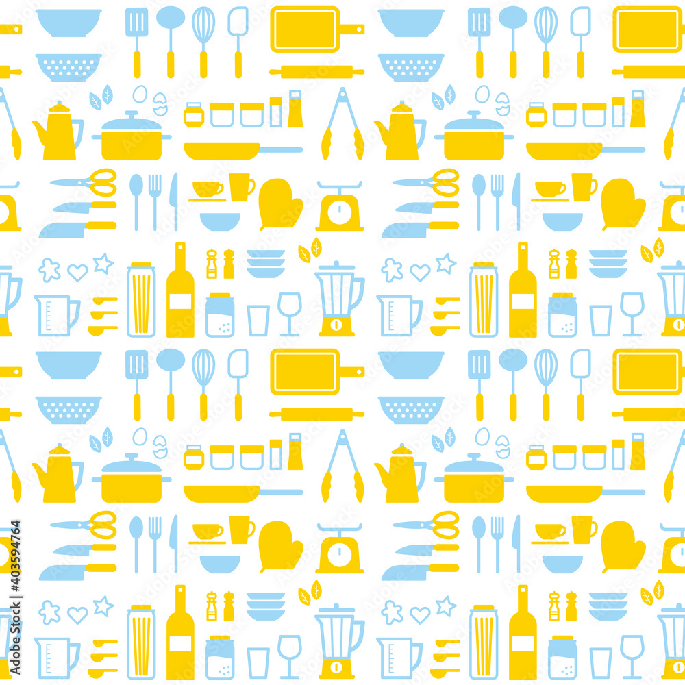 キッチンツールのシームレスパターン Kitchen tools seamless pattern vector art キッチンツールのシームレスパターン Kitchen tools seamless pattern vector art