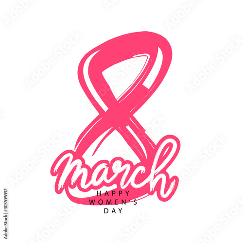Happy womens day. Big pink number 8. Postcard for March 8 - International Women's Day.