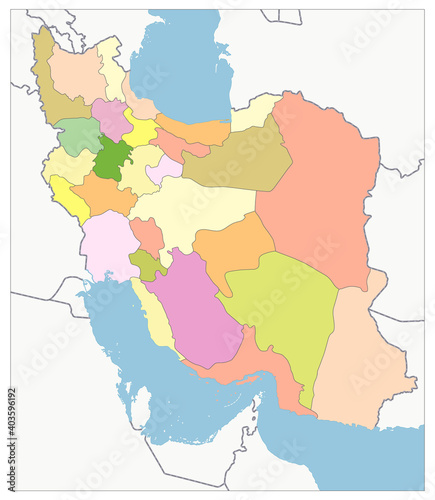 Political Map of Iran. No text