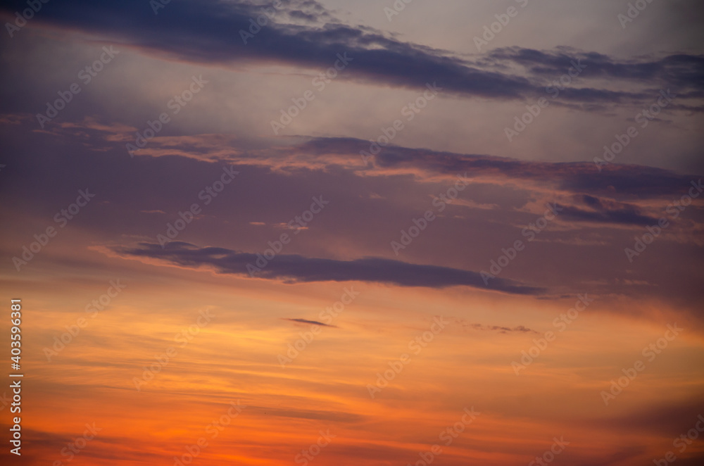 Colorful sky background with clouds at sunset