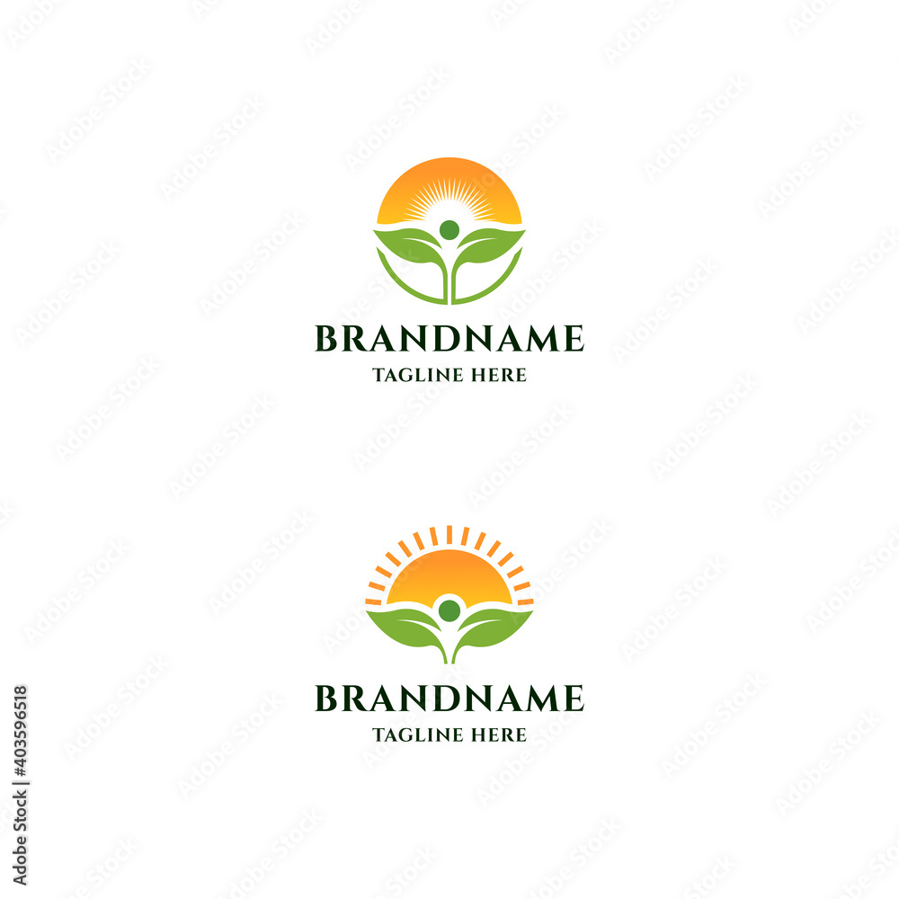 Farm logo icon design template. Seed, leave, sun, grow, modern vector Farm logo icon design template. Seed, leave, sun, grow, modern vector
