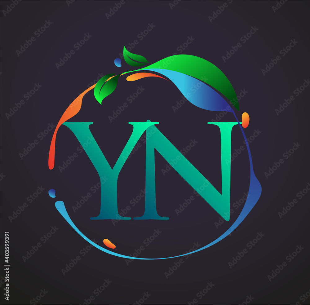 Initial Letter YN With nature elements Logo, colorful nature and environment logo. vector logo for business and company identity. - obrazy, fototapety, plakaty 