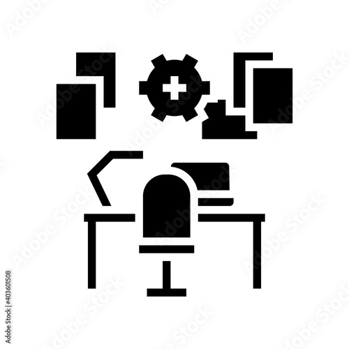 workplace organisation glyph icon vector. workplace organisation sign. isolated contour symbol black illustration