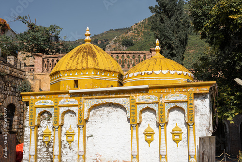  yellow and white color temple in saidpur village hotel islamabad photo