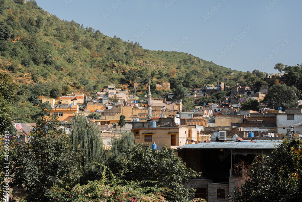 A top wide angle of saidpur village in islamabad.