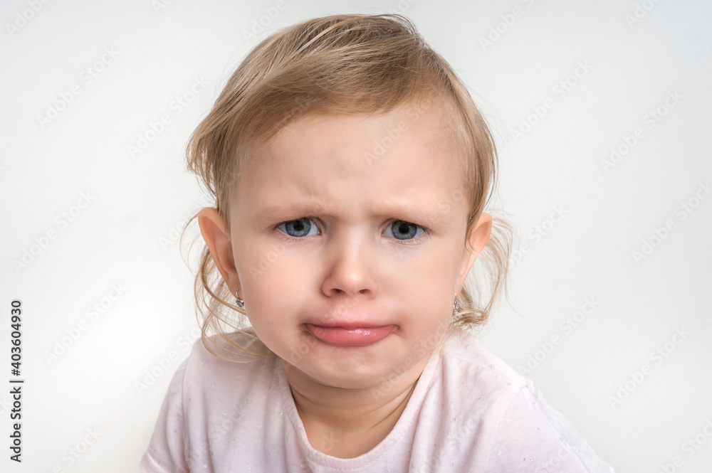 Little baby with sad expression in face Little baby with sad expression in face