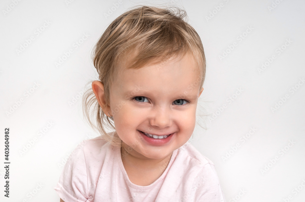 Beautiful smiling baby on isolated background