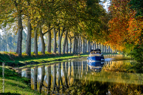 the canal du midi near the city of Toulouse in the fall photo