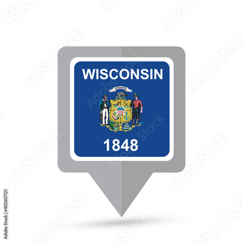 Wisconsin state flag map icon