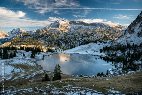 Seebergsee in early winter with Seehore in Diemtigtal