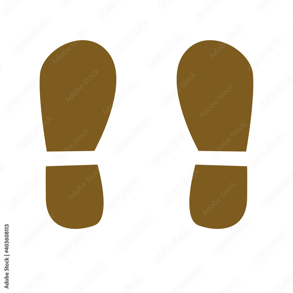 Footsteps feet simple flat graphic clipart vector illustration or icon isolated