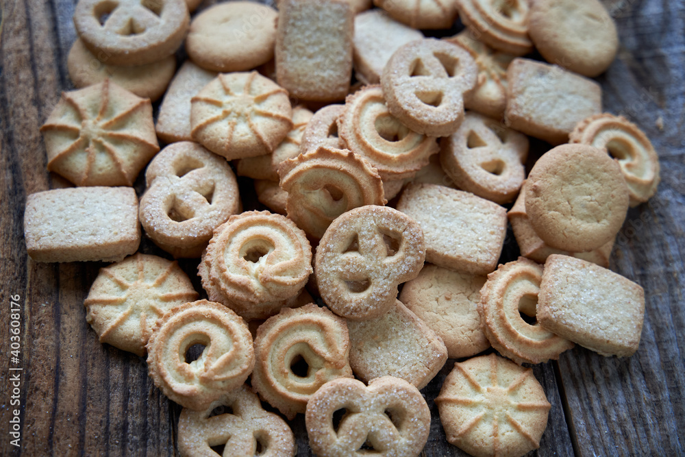 Butter biscuits on wooden board Butter biscuits on wooden board