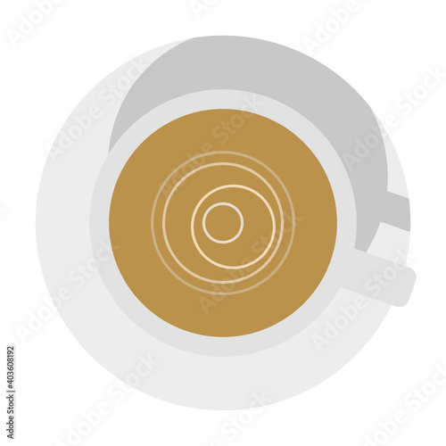 Coffee cup illustration from above with shadow effect 3d clipart graphic vector illustration isolated