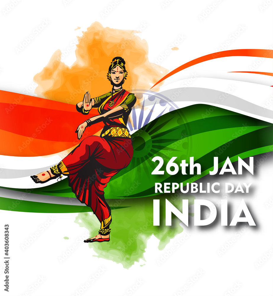 Indian Republic day concept with text 26 January. Vector illustration 
