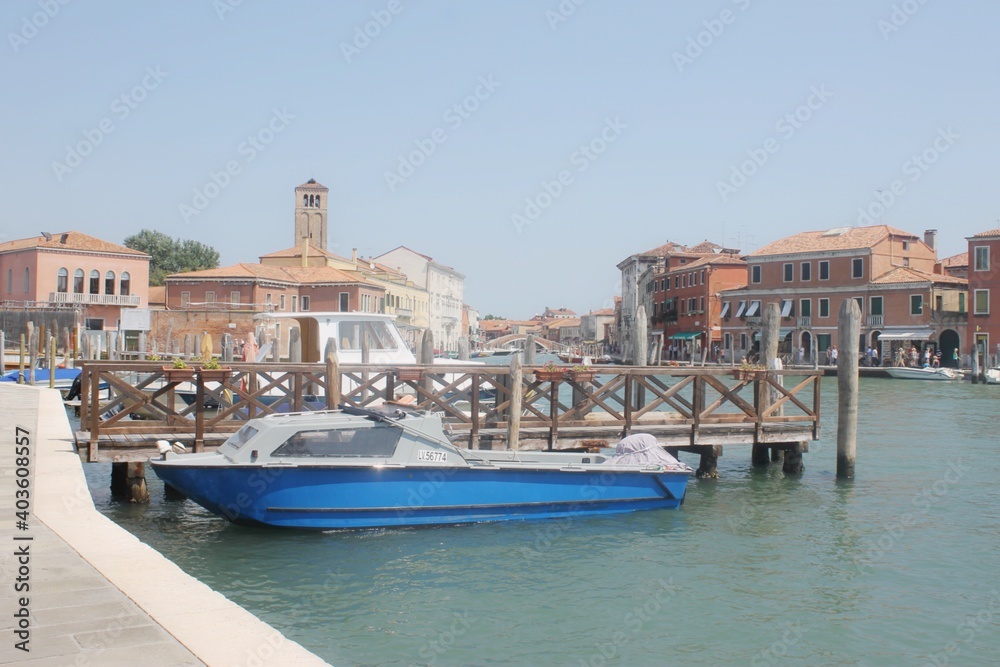 a port on Burano Island, Italy