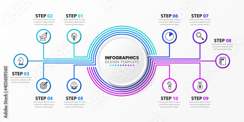 Infographic design template. Creative concept with 10 steps