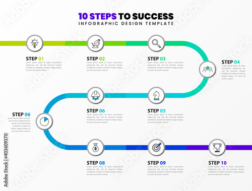 Obraz na plátně Infographic design template. Timeline concept with 10 steps