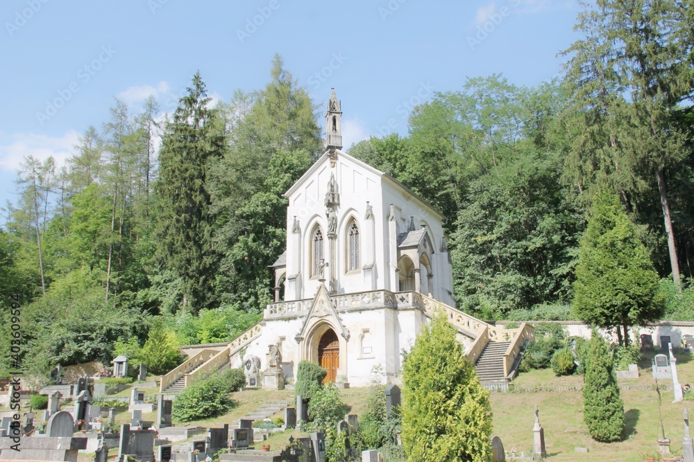 Cemetery in Svatý Jan pod Skalou in Czech Republic