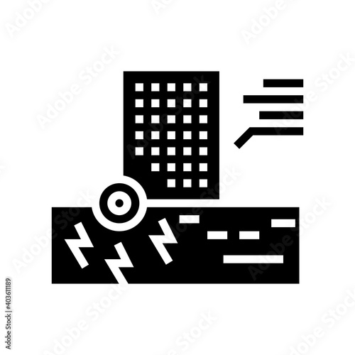 skyscraper seismic resistance glyph icon vector. skyscraper seismic resistance sign. isolated contour symbol black illustration