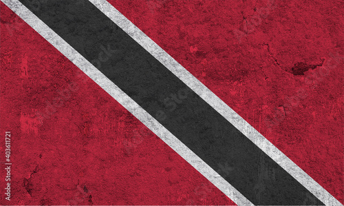 Fahne von Trinidad und Tobago auf verwittertem Beton