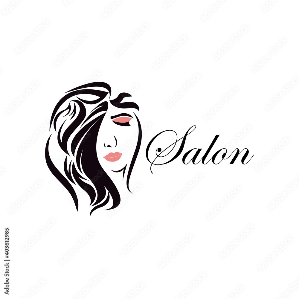 illustration of women long hair style icon, logo women face on white background, vector illustration of women long hair style icon, logo women face on white background, vector