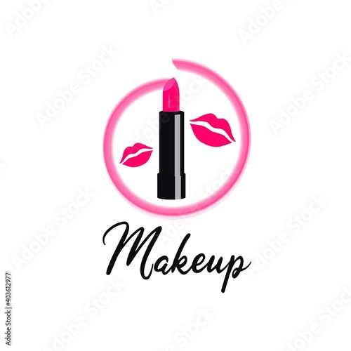 Sexy lady lips with pink lipstick. for beauty cosmetic products or salon logos. Vector illustration