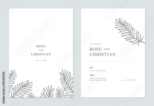 Minimal floral wedding invi...