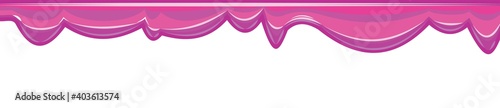 Beads of pink liquid. The paint runs off thickly. Jelly. The drops slide. The isolated object on a white background. Frame. Vector