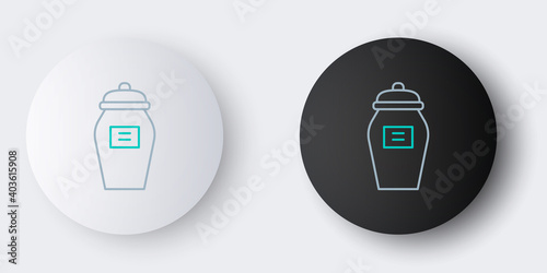 Line Funeral urn icon isolated on grey background. Cremation and burial containers, columbarium vases, jars and pots with ashes. Colorful outline concept. Vector.