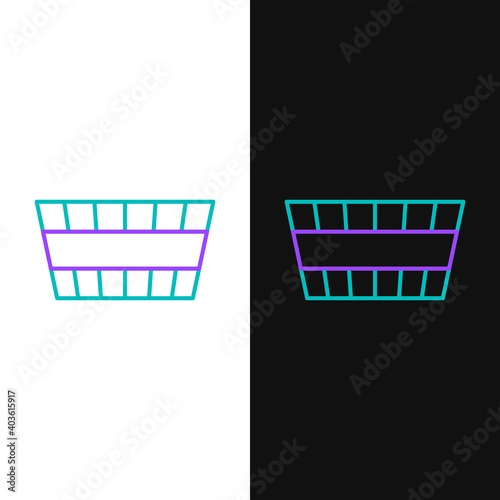 Line Sauna bucket icon isolated on white and black background. Colorful outline concept. Vector.