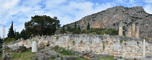 Panoramic view of the main monuments and places of Athens (Greece). Ruins of ancient Delphi. Oracle of Delphi
 photo