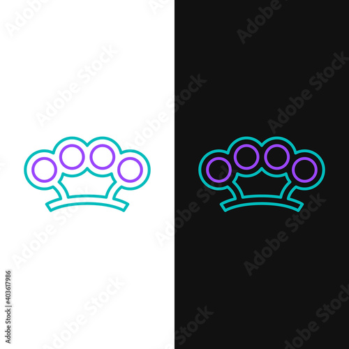 Line Brass knuckles icon isolated on white and black background. Colorful outline concept. Vector.