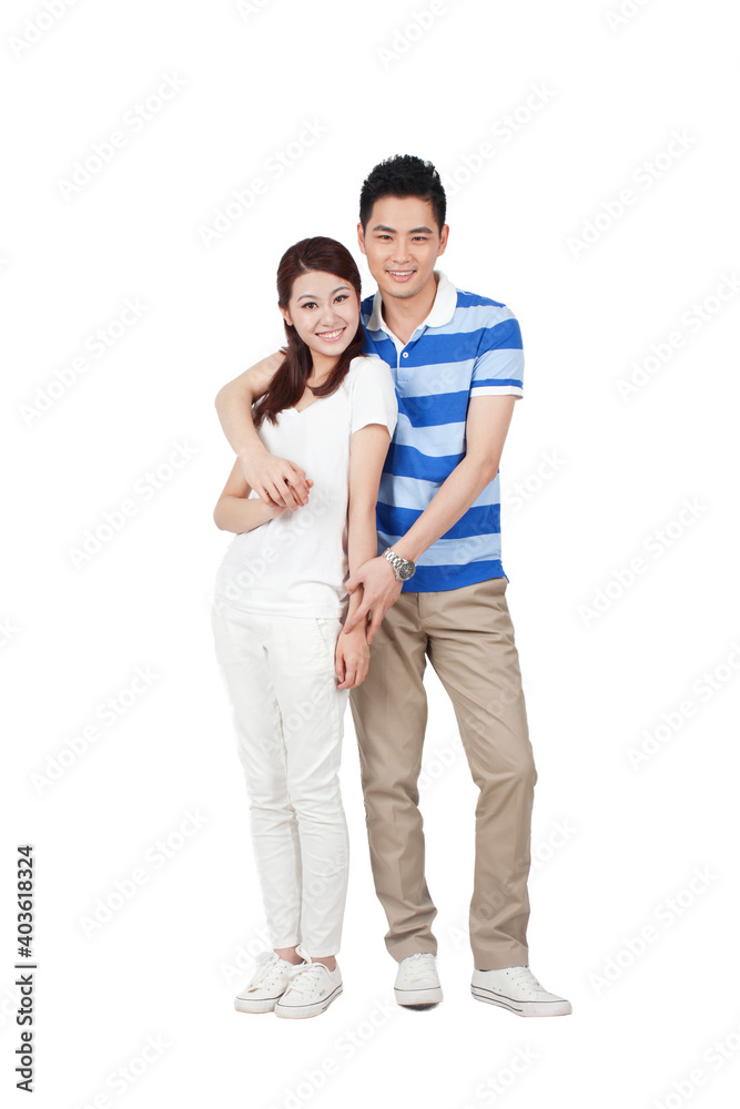 A group photo of a happy young couple A group photo of a happy young couple
