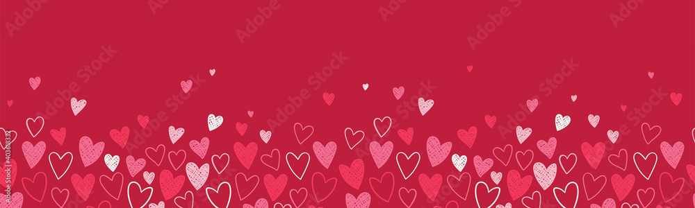 Cute hand drawn hearts seamless pattern, great for Valentine's Day, Weddings, Mother's Day - textiles, banners, wallpapers, backgrounds.