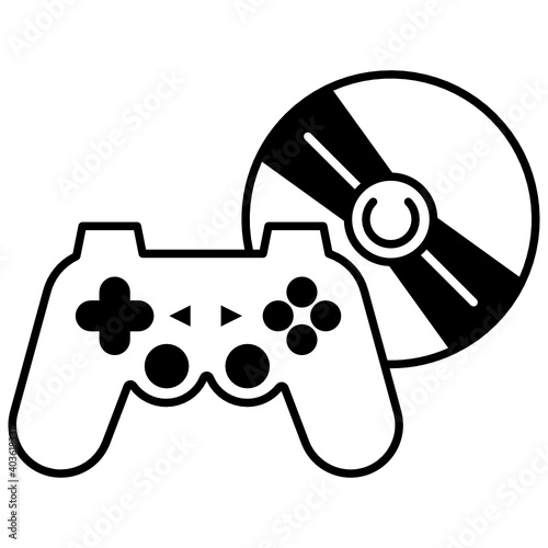 ROMs Based Games Concept, Blu-Ray Video Game Vector Glyph Icon design, Digital Gaming Symbol on White background photo