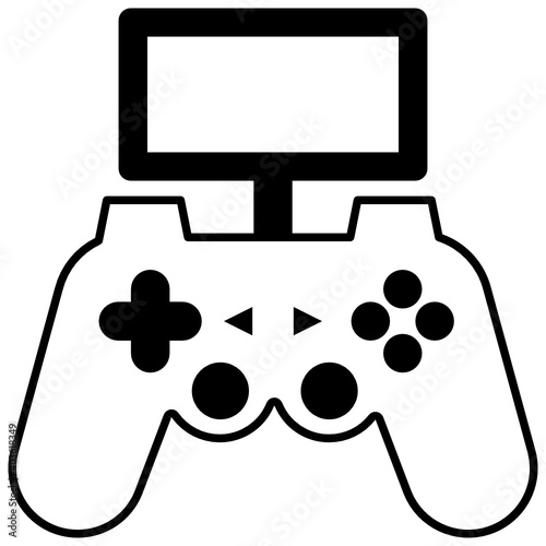 hand held gaming console with digital display concept vector glyph icon design, single player gaming pad symbol on white background