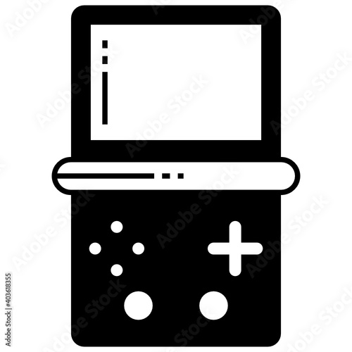 Mini Brick Game Console Concept Vector Icon design, Gaming and esports symbol on white background