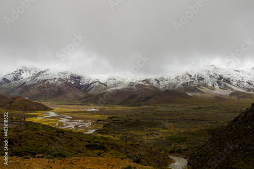A cloudy day in the beautiful Las Leñas valley in Mendoza, Argentina