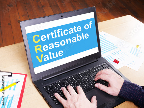 Obraz na płótnie Certificate of reasonable value CRV is shown on the business photo using the tex