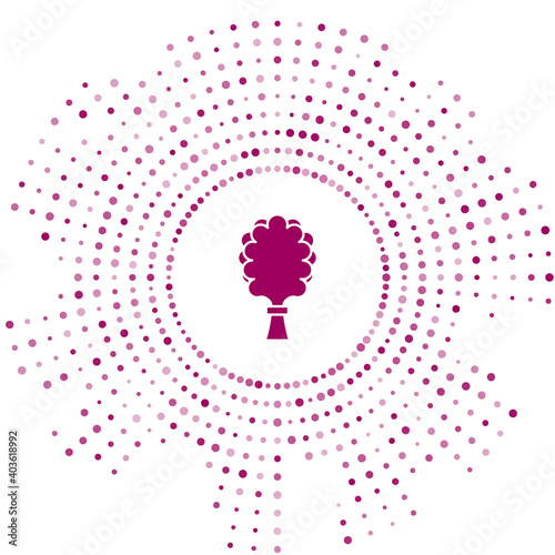Purple Sauna broom icon isolated on white background. Broom from birch twigs, branches for Russian steam bath, sauna, washhouse. Abstract circle random dots. Vector.