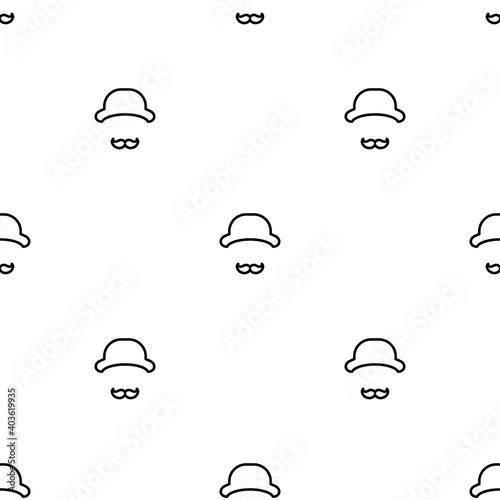 Seamless pattern with bowler hats and bow ties on white background.